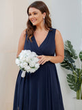 Custom Size Chiffon Double V Neck Asymmetrical Hem Dress Junior Bridesmaid Dresses Party Gowns