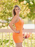 Bodycon Short Orange Scoop Neck Sequins Mini Party Dresses