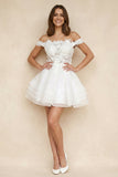 A-Line Lace Organza Appliqued Off-the Shoulder Prom Dress