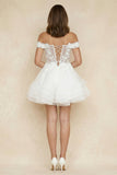 A-Line Lace Organza Appliqued Off-the Shoulder Prom Dress