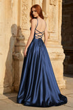 A Line Sweetheart Green Satin Long Prom Dresses with Slit