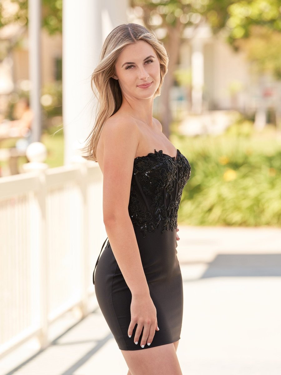 Sheath Sweetheart Black Tight Beaded Homecoming Dresses
