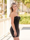 Sheath Sweetheart Black Tight Beaded Homecoming Dresses