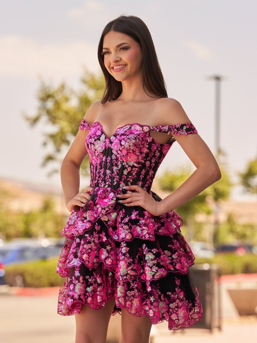 Navy Blue A-Line Sweetheart Tiered Short Homecoming & Cocktail Dresses