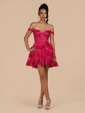 Navy Blue A-Line Sweetheart Tiered Short Homecoming & Cocktail Dresses