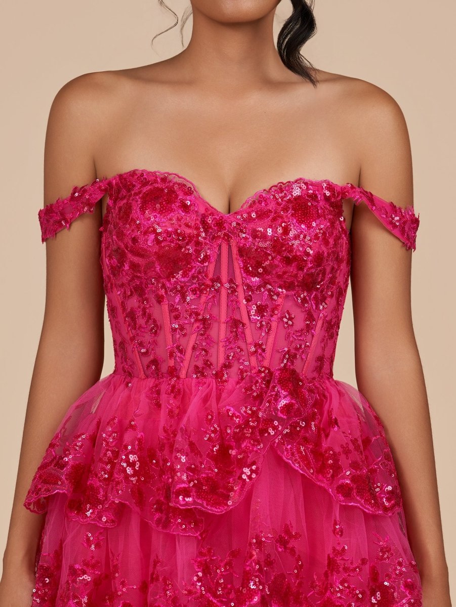 Navy Blue A-Line Sweetheart Tiered Short Homecoming & Cocktail Dresses