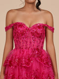 Navy Blue A-Line Sweetheart Tiered Short Homecoming & Cocktail Dresses