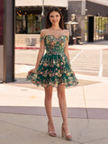 Navy Blue A-Line Sweetheart Tiered Short Homecoming & Cocktail Dresses