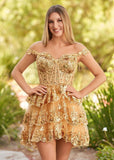 Navy Blue A-Line Sweetheart Tiered Short Homecoming & Cocktail Dresses