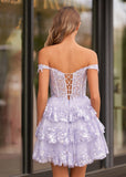 Navy Blue A-Line Sweetheart Tiered Short Homecoming & Cocktail Dresses