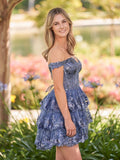 Grey Blue - A-Line Sweetheart Tiered Short Homecoming & Cocktail Dresses