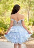 Sky Blue - A-Line Sweetheart Tiered Short Homecoming & Cocktail Dresses