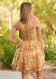 Navy Blue A-Line Sweetheart Tiered Short Homecoming & Cocktail Dresses