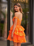 Navy Blue A-Line Sweetheart Tiered Short Homecoming & Cocktail Dresses