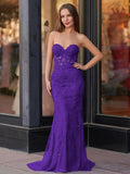 Mermaid Sweetheart Neck Lace Long Prom Dress With Appliques