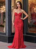 Mermaid Sweetheart Neck Lace Long Prom Dress With Appliques