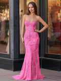 Mermaid Sweetheart Neck Lace Long Prom Dress With Appliques