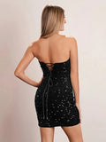 Bodycon Royal Blue Sweetheart Sequin Short Homecoming Dresses