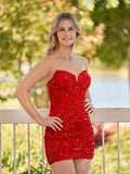Bodycon Sweetheart Black Sequin Short Homecoming Dresses