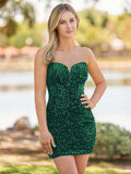 Bodycon Sweetheart Black Sequin Short Homecoming Dresses