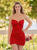 Bodycon Sweetheart Black Sequin Short Homecoming Dresses