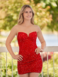 Bodycon Sweetheart Black Sequin Short Homecoming Dresses