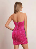 Bodycon Royal Blue Sweetheart Sequin Short Homecoming Dresses
