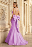 Hot Pink Spaghetti Straps Bow-Back Trumpet Long Gown