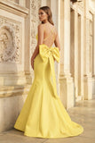 Hot Pink Spaghetti Straps Bow-Back Trumpet Long Gown