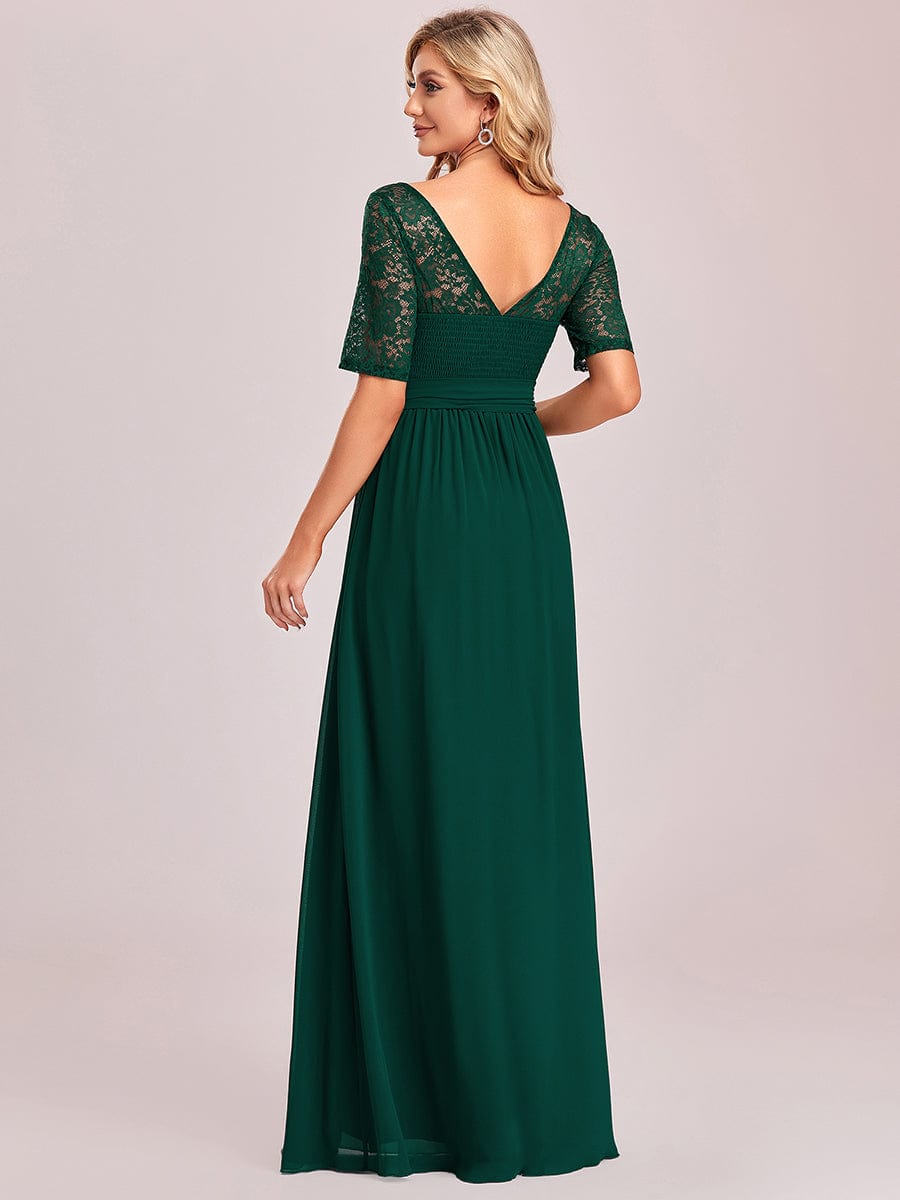 Elegant Lace Bodice Chiffon Maxi Evening Dress with Belt Mother of the bride Dresses Gowns