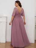 Floral Lace Plus Size Long Formal Dresses With Waistband Mother of the Bride Dresses