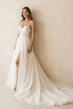 Fairy A Line Sweetheart Tulle Wedding Dresses with Appliques