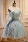 Fairy-tale Tulle Beaded Off-the-Shoulder Lace-Up Back A-Line Party Dress