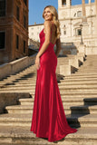 Black Spaghetti Straps Mermaid Satin Backless Prom Dresses With Beading