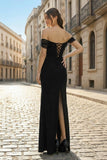 Burgundy Off The Shoulder Mermaid Satin Long Formal Prom Dresses