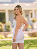 Sheath Fitted Strapless Pink Sequined Mini Party Dresses