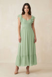 Flutter Sleeve Sweetheart A-Line Chiffon Bridesmaid Dress in Sage