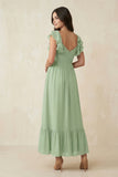 Flutter Sleeve Sweetheart A-Line Chiffon Bridesmaid Dress in Sage