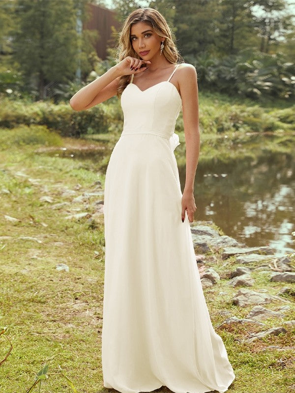A-Line/Princess Chiffon Sash/Ribbon/Belt Sweetheart Sleeveless Floor-Length Bridesmaid Dresses Evening Dress
