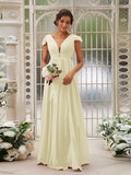 A-Line/Princess Chiffon Ruffles V-neck Sleeveless Sweep/Brush Train Bridesmaid Dresses Evening Dress