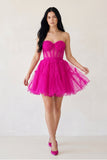 A Line Tulle Strapless Homecoming Dress