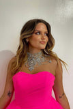 Fuchsia A-Line Sweetheart Tulle Tiered Corset Short Homecoming Dress