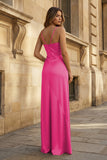 Spaghetti Straps Long Sheath Prom Dress With Split