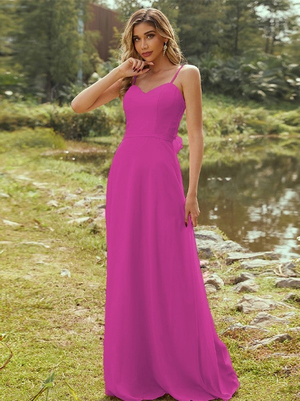 A-Line/Princess Chiffon Sash/Ribbon/Belt Sweetheart Sleeveless Floor-Length Bridesmaid Dresses Evening Dress