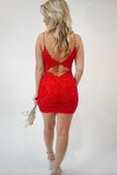 Sheath Lace Keyhole Back Homecoming Dress