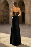 Sheer Corset Dark Green Beaded Mermaid Long Formal Dress