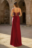 Sheer Corset Dark Green Beaded Mermaid Long Formal Dress