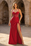 Sheer Corset Dark Green Beaded Mermaid Long Formal Dress