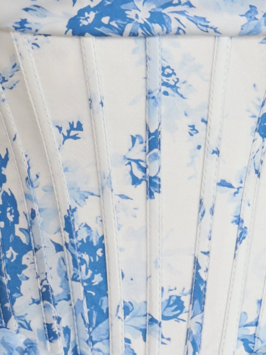 Sky Blue A Line Sweetheart Floral Chiffon Corset Ruffled Homecoming Dresses