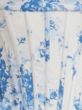 Sky Blue A Line Sweetheart Floral Chiffon Corset Ruffled Homecoming Dresses